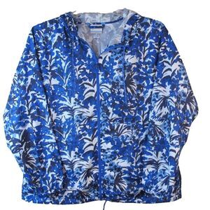 Columbia‎ Blue Camo Full Zip Hooded Windbreaker Jacket Women's Size 1X